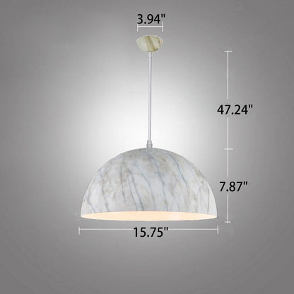 Nordic Minimalist Marbled Semicircle 1-Light Pendant Light