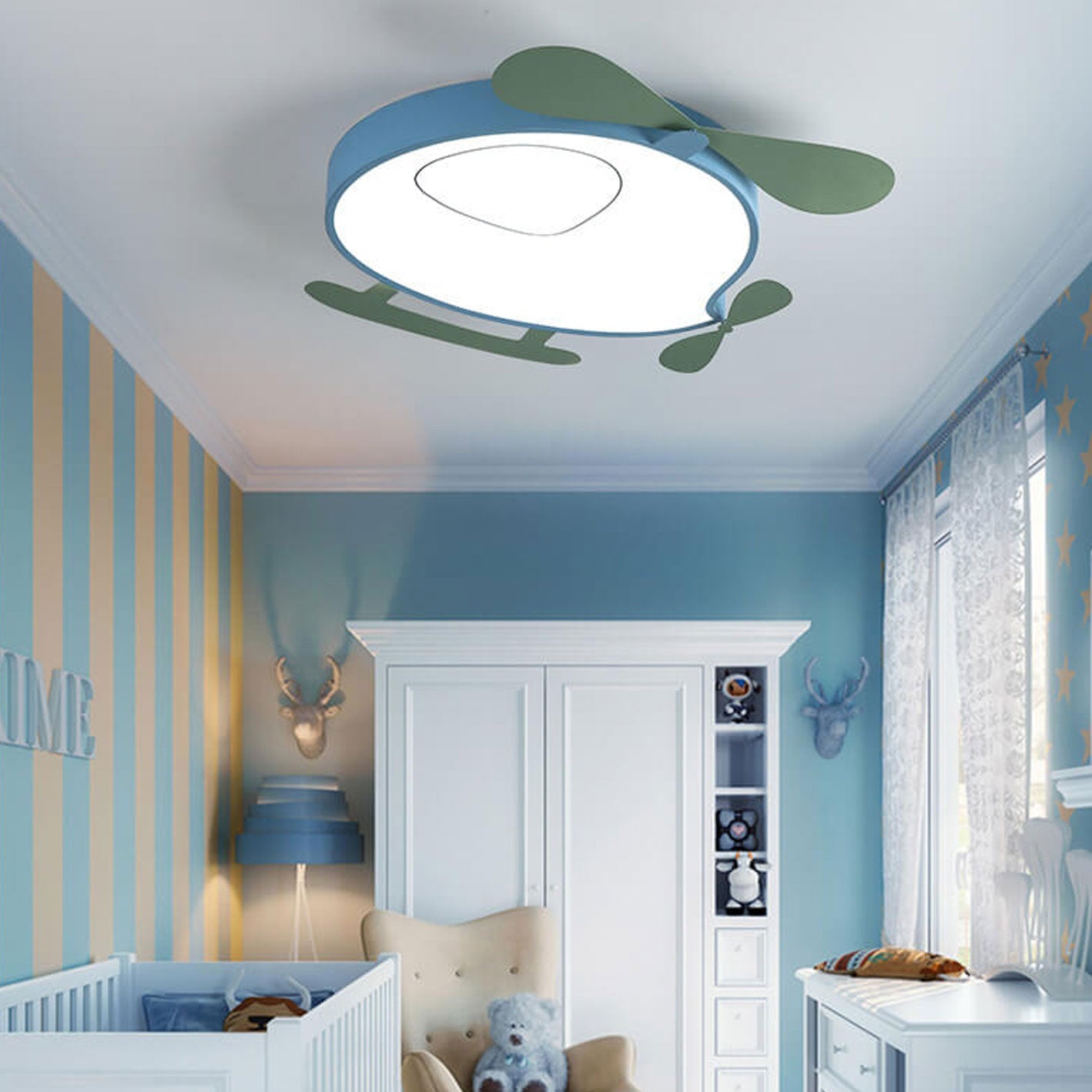 Lumendat Cartoon Creative Colorful Aircraft LED Eye Protection Kids Flush Mount Ceiling Light Lumendat
