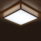 Nordic Solid Wood Square LED Japanese Tatami Flush Mount Ceiling Light BulbSquare