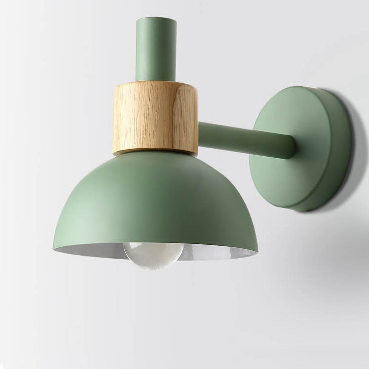 Modern Classic Macaron Solid Color Wood Iron 1-Light Wall Sconce Lamp Lumendat