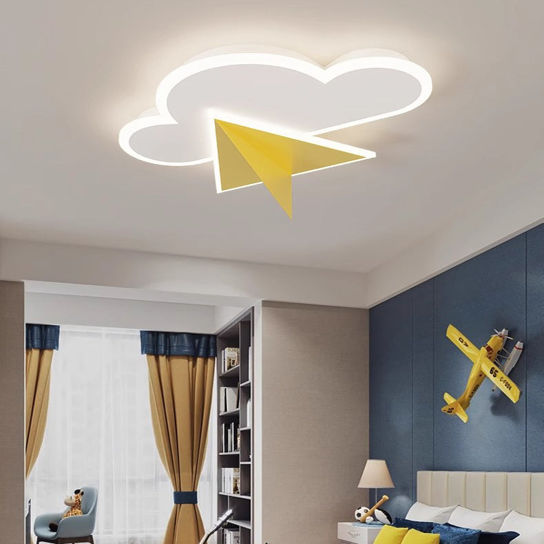 Lumendat Modern Art Deco Kids Iron Acrylic Cloud Plane LED Flush Mount Ceiling Light For Bedroom Lumendat