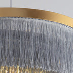 Contemporary Scandinavian Tassel Round Silk Polyester Iron 1-light Pendant Light for Bedroom BulbSquare