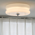 French Minimalist Cream Glass Round LED Flush Mount Ceiling Light BulbSquare