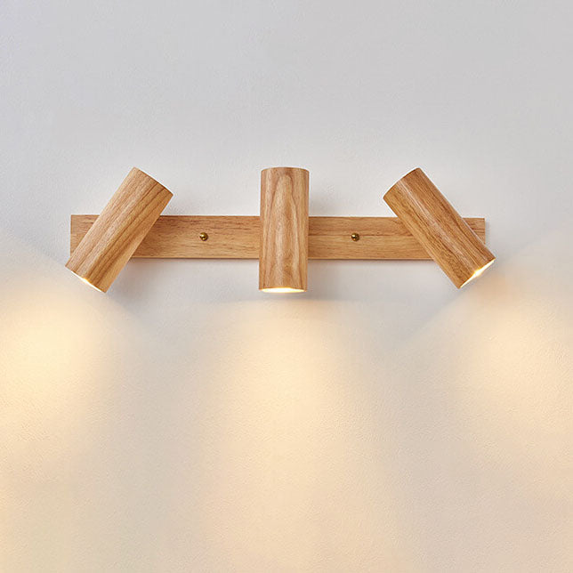 Japanese Minimalist Solid Wood Spotlight Track 1/3/4 Light Flush Mount Ceiling Light Lumendat