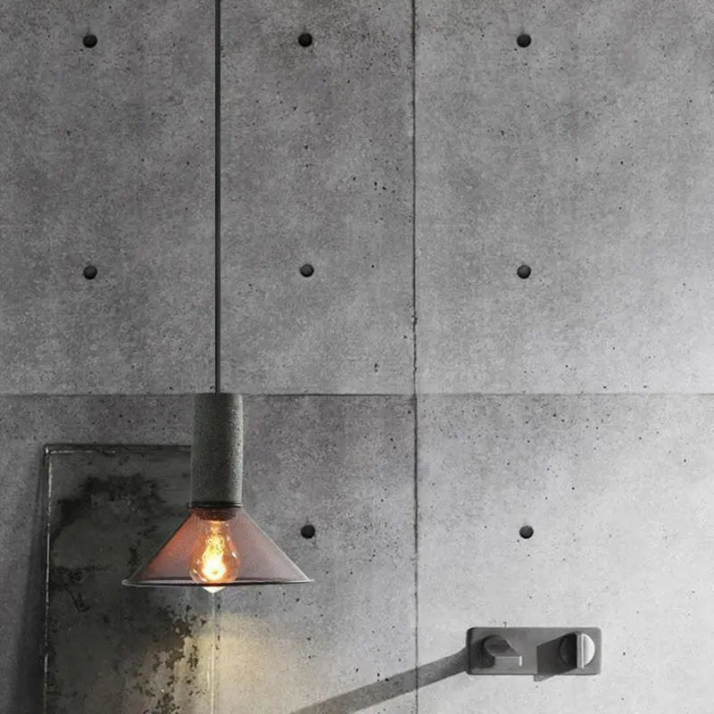 Contemporary Industrial Cylindrical Tapered Cement Iron 1-light Pendant Light for Living Room Lumendat