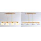 Nordic Solid Wood Cone Glass Shade 3/4 Light Island Light Chandelier BulbSquare