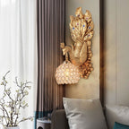 European Creative Peacock Resin Glass Shade 1-Light Wall Sconce Lamp Lumendat