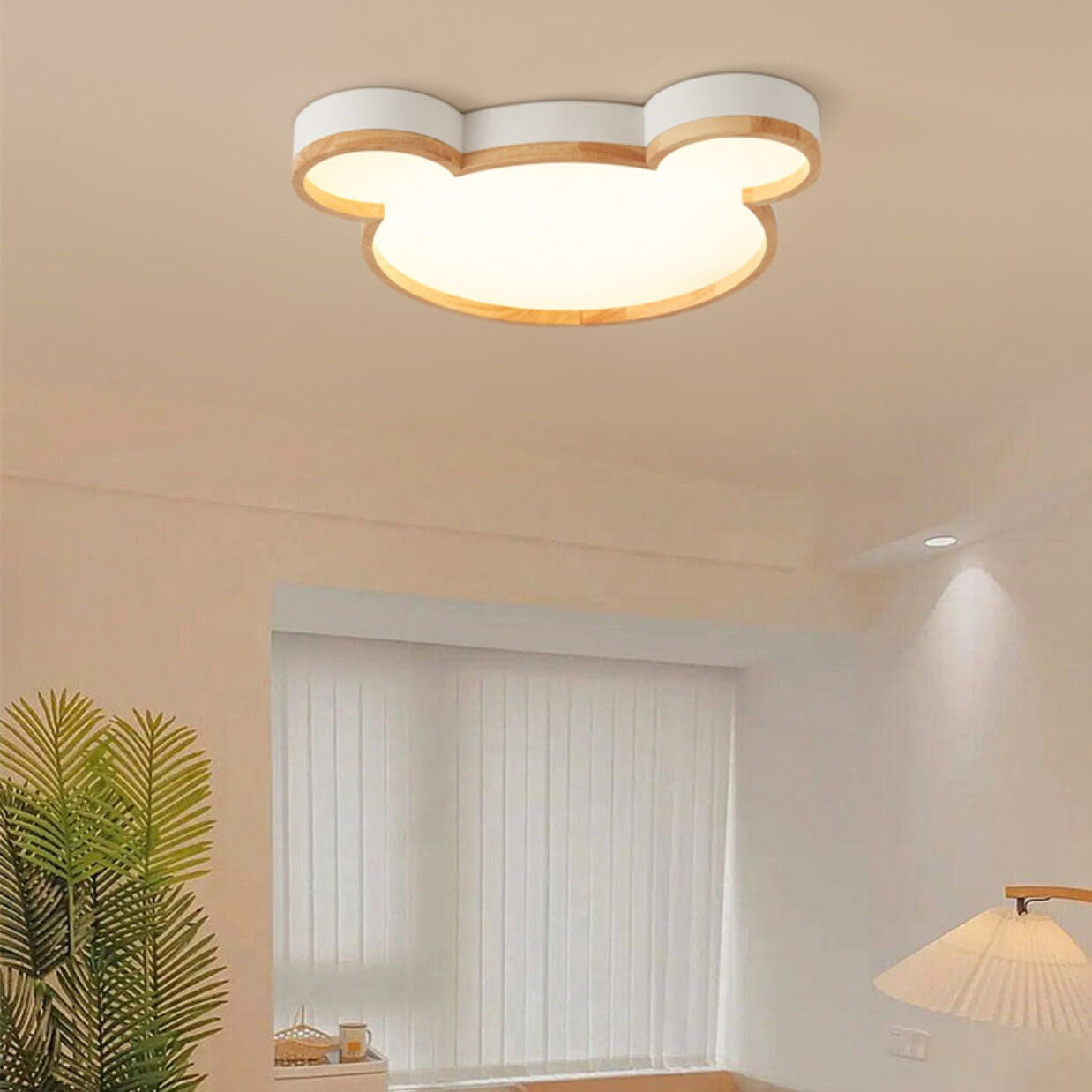 Lumendat Nordic Wood Bear Shape LED Kids Flush Mount Ceiling Light Lumendat