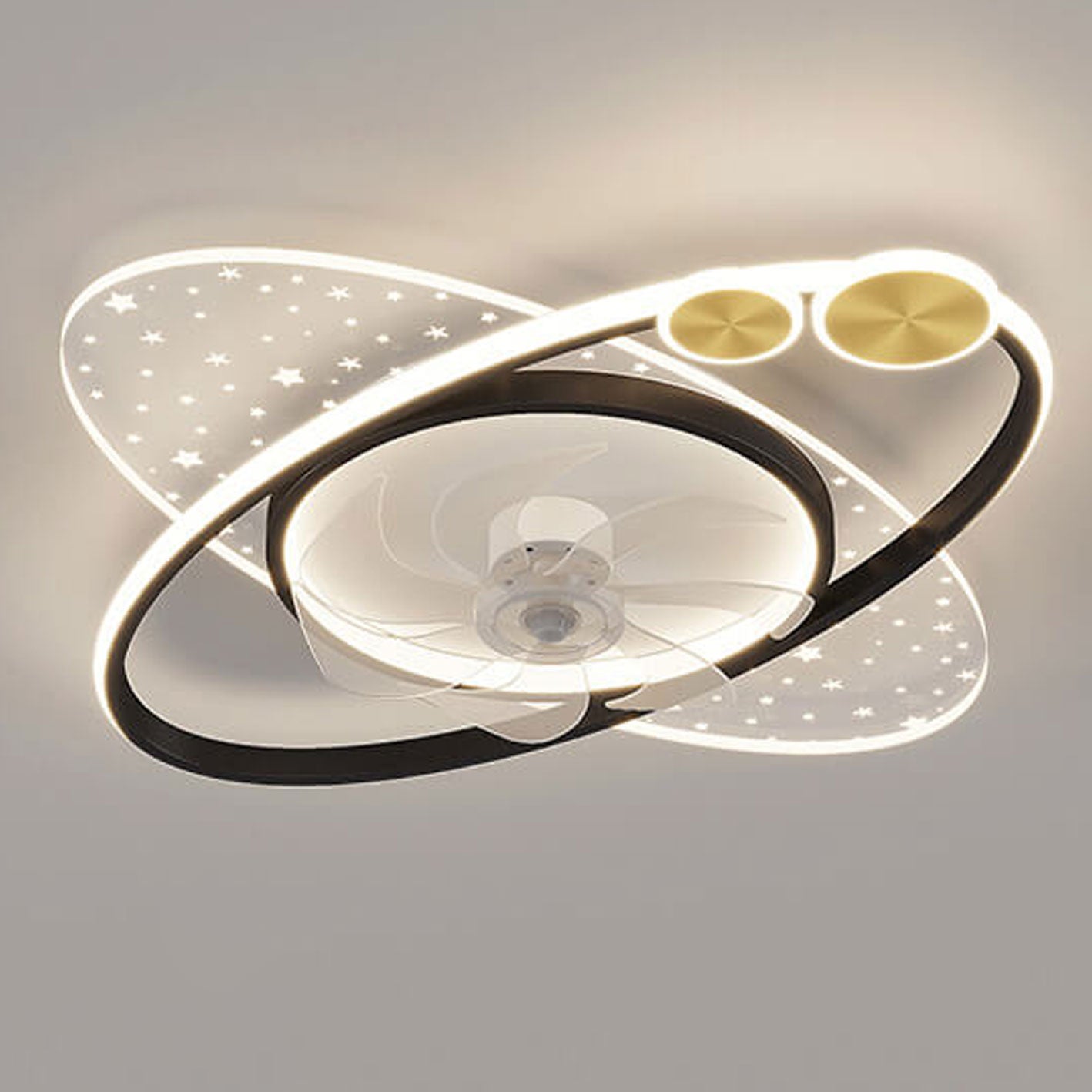 Lumendat Modern Creative Planet Star Effect LED Flush Mount Ceiling Fan Light Lumendat