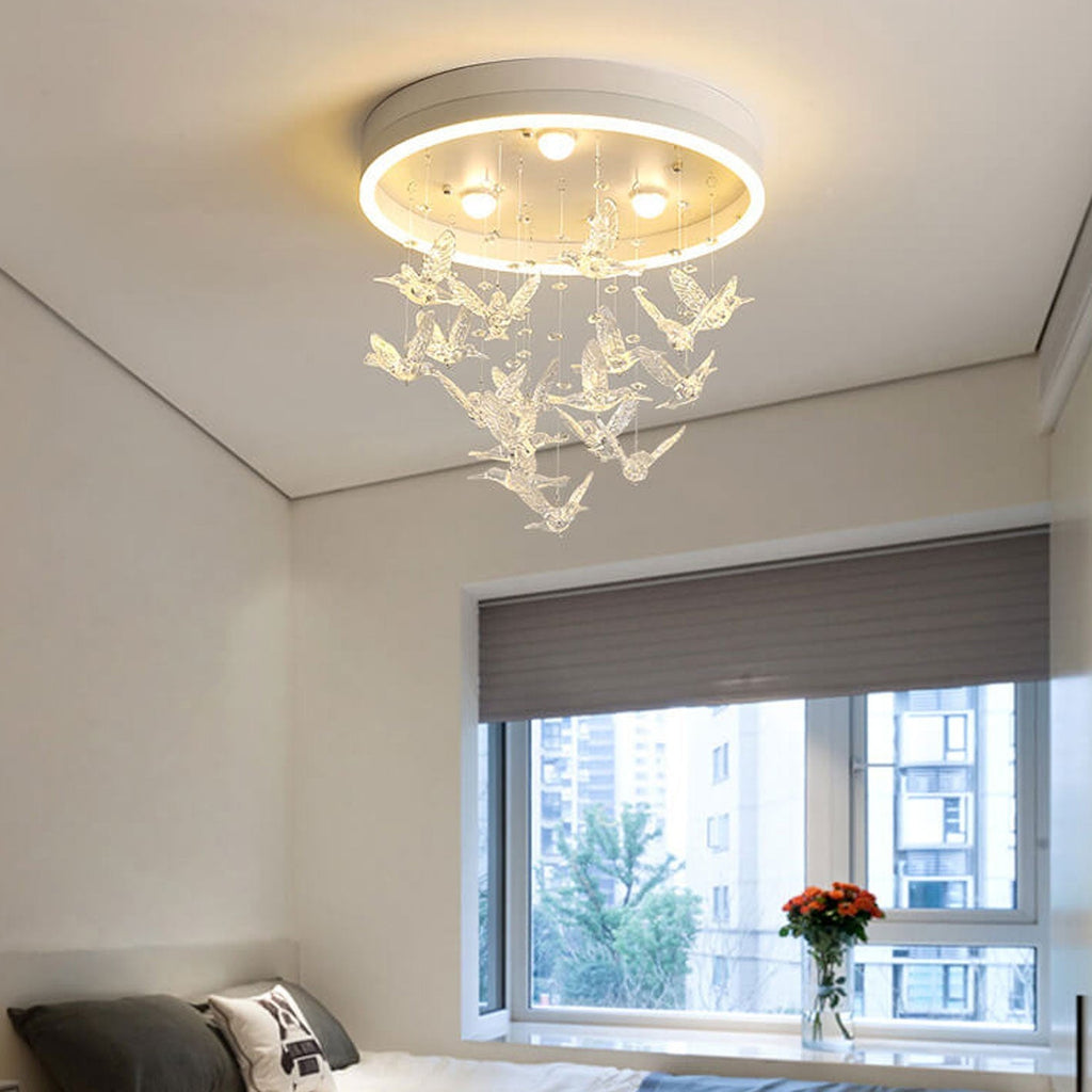 Modern Creative Cartoon Round Bird / Skirt Hanging LED Flush Mount Ceiling Light Lumendat