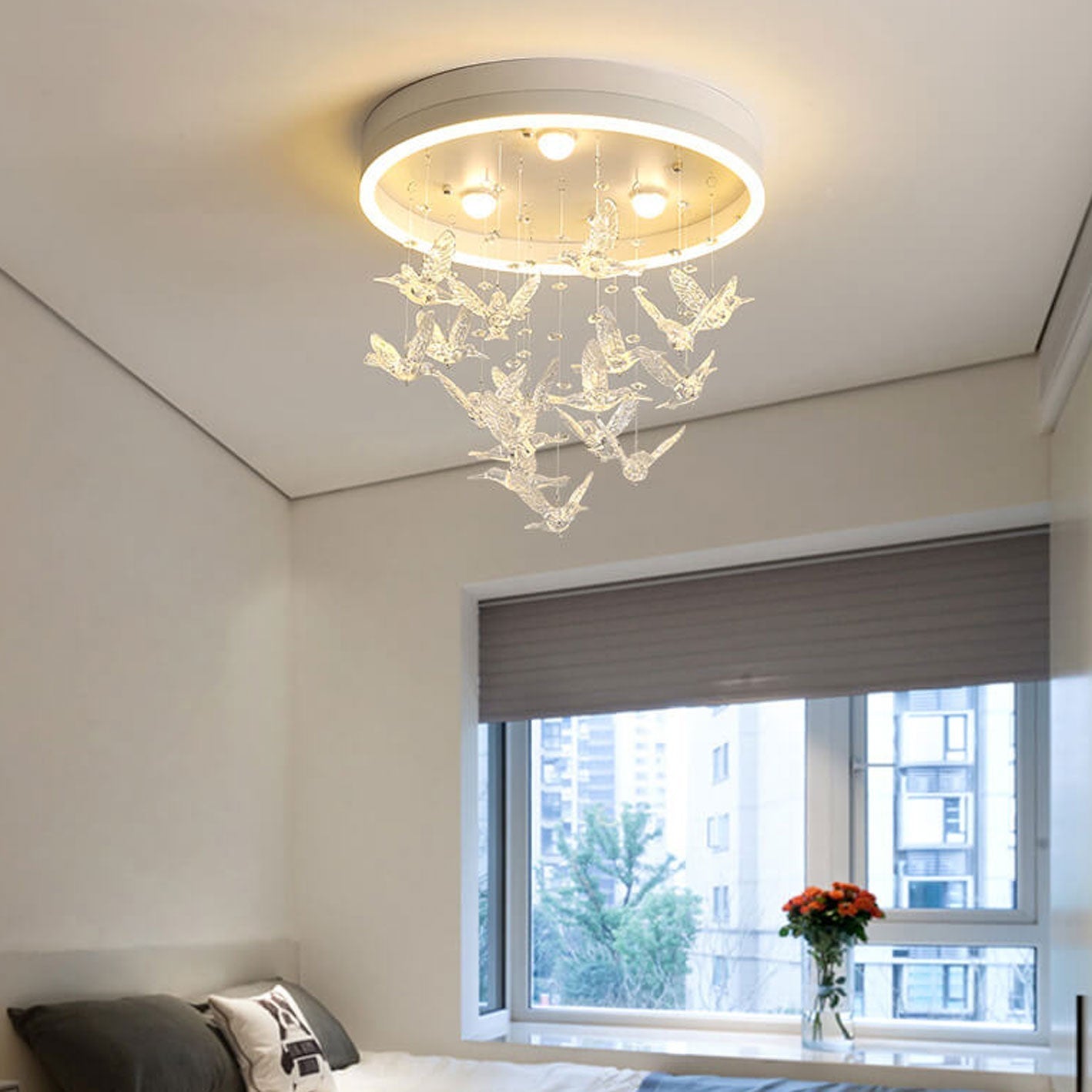 Modern Creative Cartoon Round Bird / Skirt Hanging LED Flush Mount Ceiling Light Lumendat