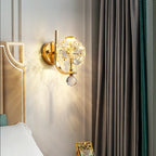 Modern Luxury Metal Iron Stainless Steel Crystal Ball Cylinder 1-Light Wall Sconce Lamp For Bedside Lumendat