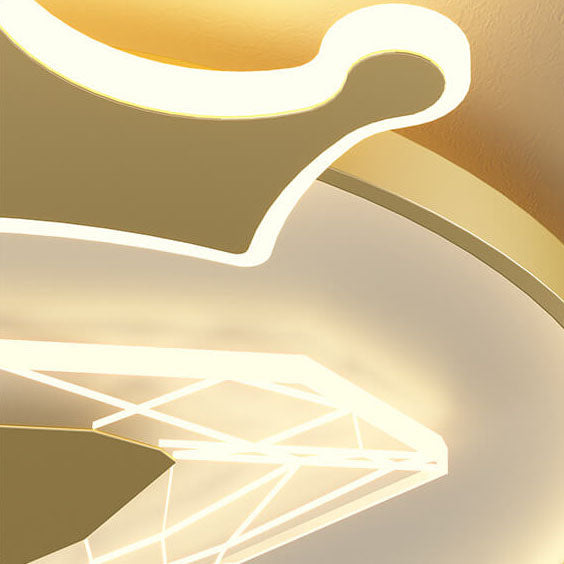 Lumendat Creative Simplicity Round Crown Diamond Acrylic Shade LED Kids Flush Mount Ceiling Light Lumendat