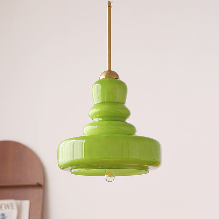 Modern Colorful Glass Gourd Shade 1-light Pendant Light BulbSquare