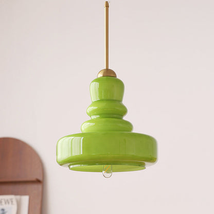 Modern Colorful Glass Gourd Shade 1-Light Pendant Light