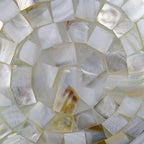Tiffany Mediterranean Mosaic Shell Round LED Flush Mount Ceiling Light