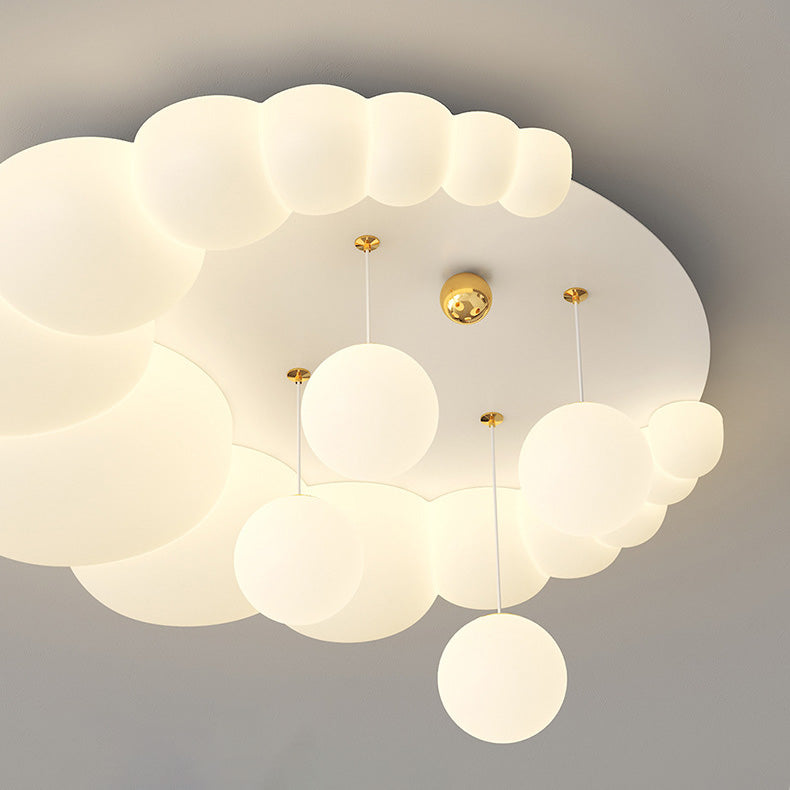 Lumendat Contemporary Nordic Kids Iron PE Elliptical Round Ball Flower Moon LED Flush Mount Ceiling Light For Bedroom Lumendat