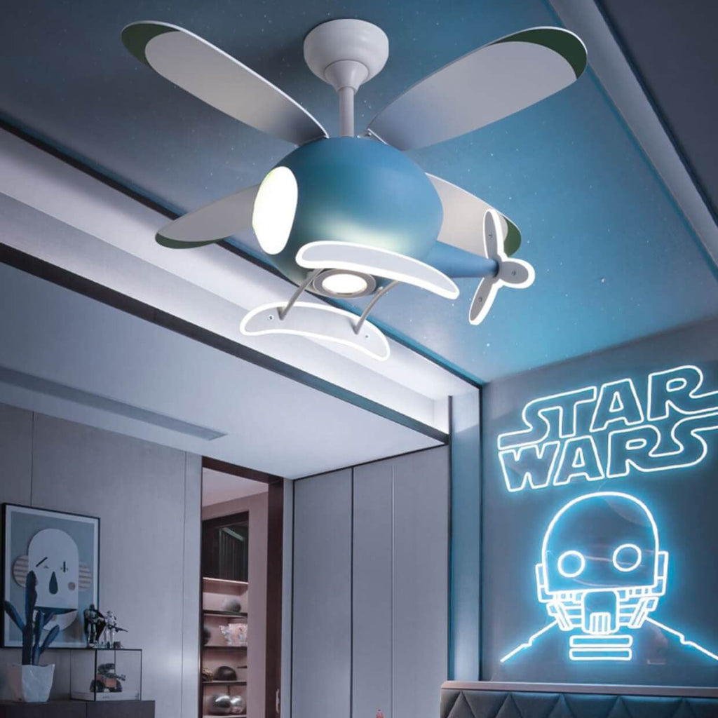 Lumendat Simple Cartoon Aircraft LED Downrods Ceiling Fan Light Lumendat