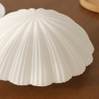 Modern French Cream Shell Glass LED Flush Mount Ceiling Light BulbSquare