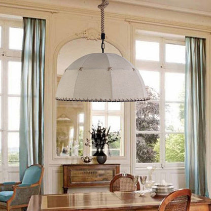 Traditional Rustic Fabric Semicircle Lampshade 1-light Pendant Light for Dining Room
