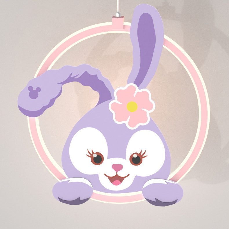 Lumendat Contemporary Creative Kids Iron Aluminum Acrylic Circle StellaLou Rabbit LED Pendant Light For Bedroom Lumendat