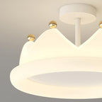 Contemporary Creative Kids Crown Iron Pe LED Semi-flush Mount Ceiling Light for Bedroom