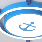 Lumendat Modern Children's Pirate Ship Rudder Iron Acrylic LED Flush Mount Ceiling Light Lumendat