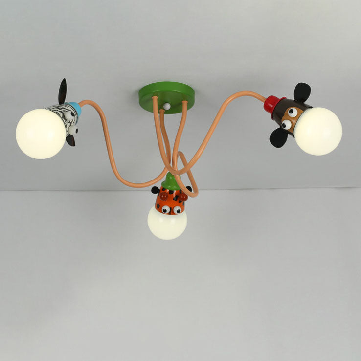 Lumendat Cartoon Creative Animal Light Head 3/4/5 Light Kids Semi-Flush Mount Ceiling Light Lumendat
