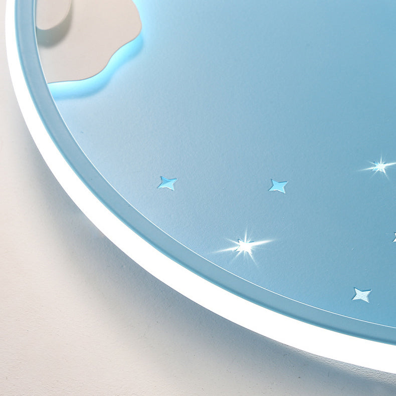 Lumendat Contemporary Creative Kids Round Cloud Astronaut Iron LED Flush Mount Ceiling Light For Bedroom Lumendat