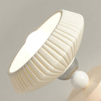 Contemporary Scandinavian Cream Ceramic Geometric Round Shade 1-Light Semi-Flush Mount Ceiling Light For Living Room