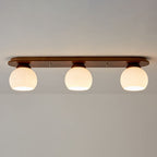 Japanese Vintage Striped Glass Wood Long Plate 2/3 Light Flush Mount Ceiling Light Lumendat