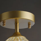 European Light Luxury Round Head Iron Glass 1-light Semi-flush Mount Light
