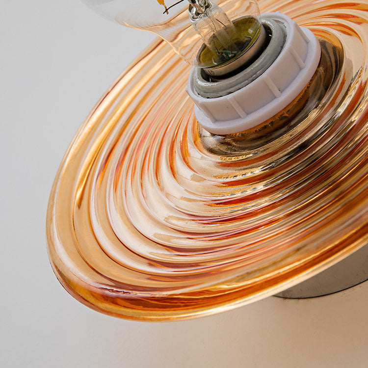 Modern Art Deco Wave Pattern Round Glass 1-Light Wall Sconce Lamp For Bedroom Lumendat