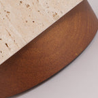 Japanese Wabi-Sabi Yellow Travertine Column Wood 1-Light Semi-Flush Mount Ceiling Light Lumendat