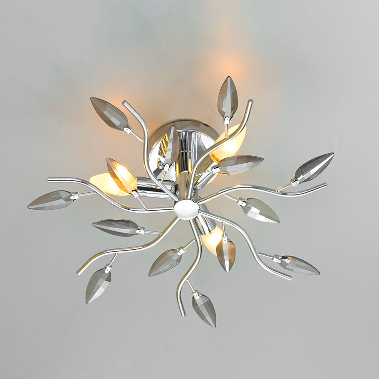 Nordic Light Luxury Leaves 3-light Semi-flush Mount Ceiling Light
