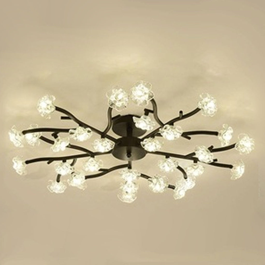Nordic Creative Plum Blossom Tree Branch LED Semi-flush Mount Ceiling Light