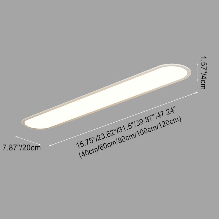 Modern Minimalist Iron Aluminum Acrylic Strip Elliptical LED Flush Mount Ceiling Light for Hallway