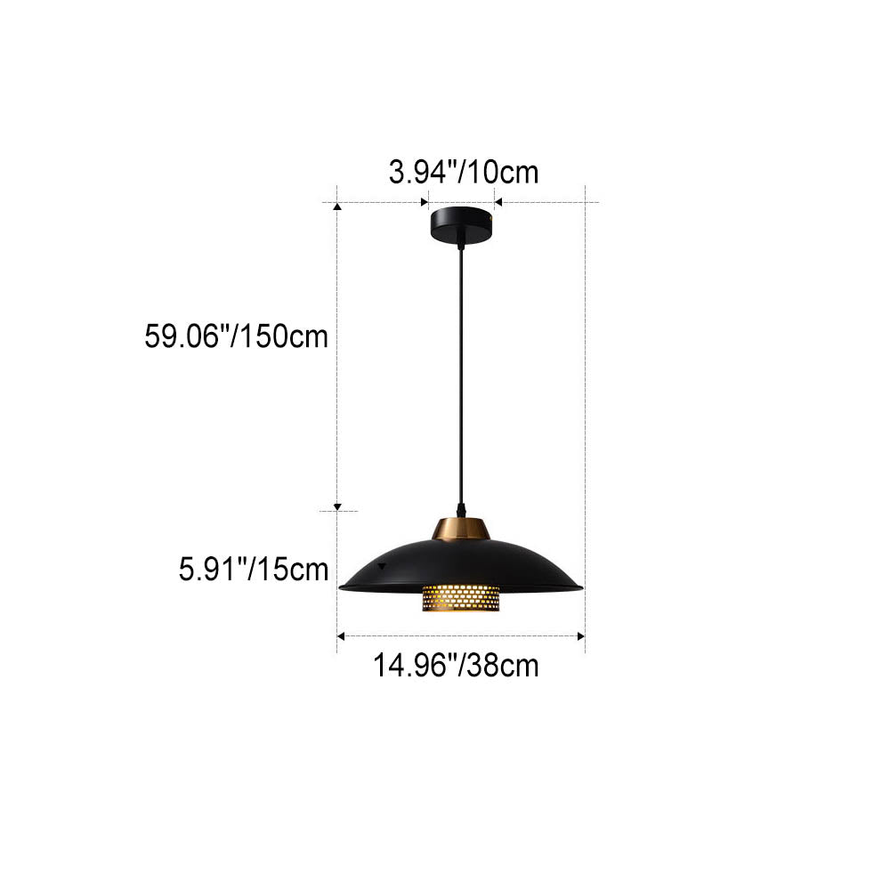 Industrial Simple Scalloped Wrought Iron 1-light Pendant Light