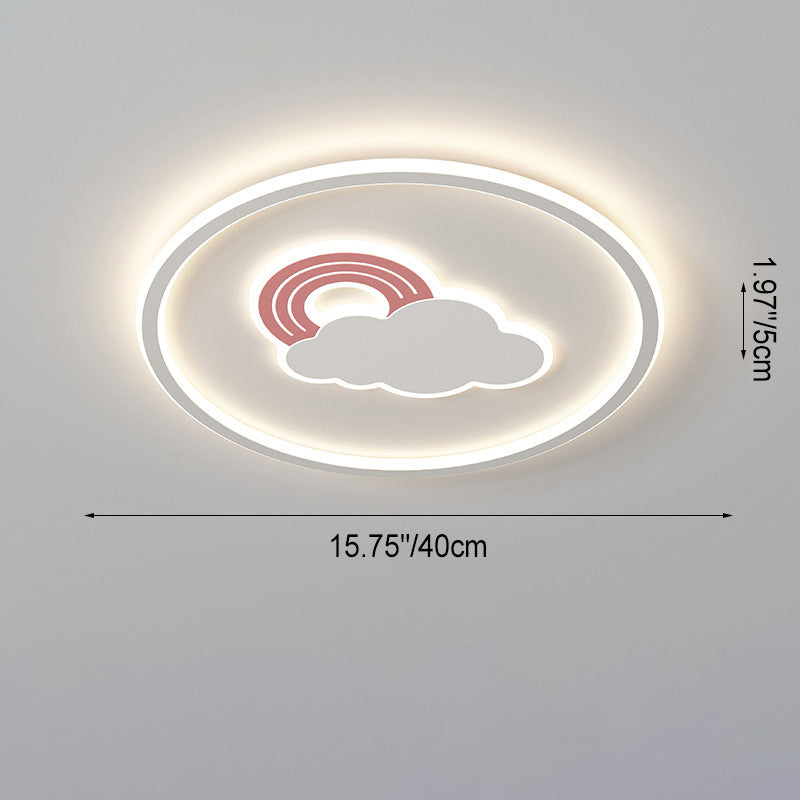 Contemporary Creative Cartoon Cloud Rainbow Acrylic LED Flush Mount Ceiling Light for Living Room