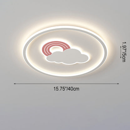 Contemporary Creative Cartoon Cloud Rainbow Acrylic LED Flush Mount Ceiling Light for Living Room
