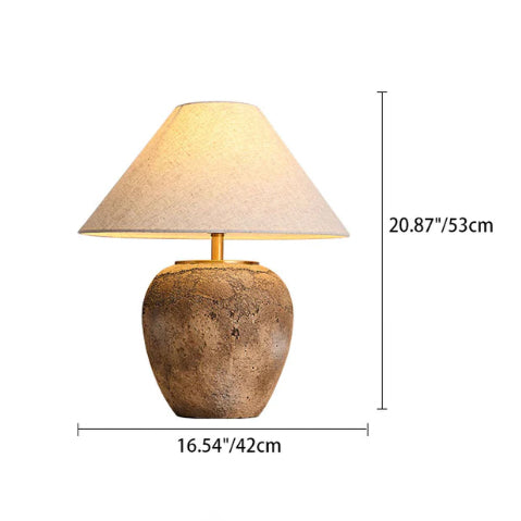 Modern Shabby Chic Cone Fabric Ceramic Jar 1-Light Table Lamp For Bedroom Lumendat