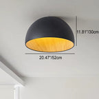 Minimalist Wooden Bowl Iron LED Flush Mount Ceiling Light BulbSquare