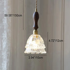 Traditional French Pastoral Walnut Jellyfish Glass Shade 1-light Pendant Light for Living Room Lumendat