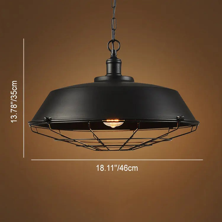 Industrial Wide Cage 1-light Pendant Light BulbSquare