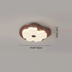 Contemporary Retro Wood Grain PE Lotus Leaf Shade LED Flush Mount Ceiling Light For Bedroom