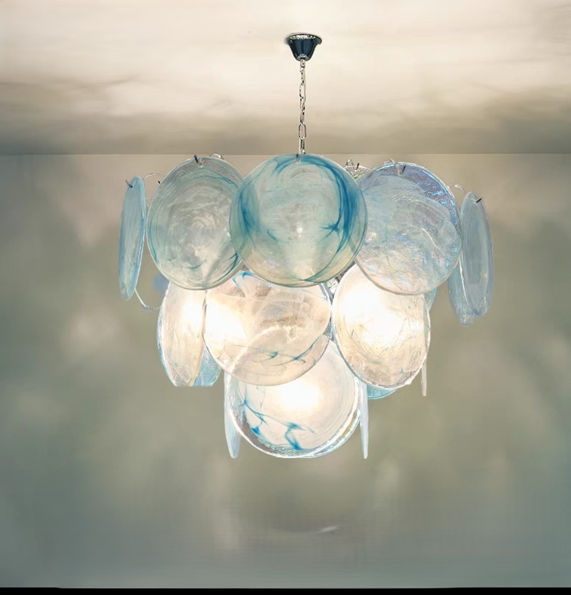 Traditional French Flower Shaped Iron Glass 5/9/12 Light Chandelier for Living Room BulbSquare
