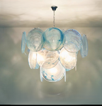 Traditional French Flower Shaped Iron Glass 5/9/12 Light Chandelier for Living Room BulbSquare