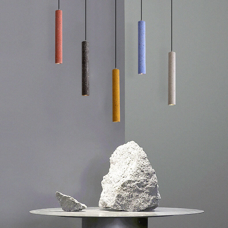 Nordic Colorful Terrazzo Cylindrical Shape LED Pendant Light BulbSquare