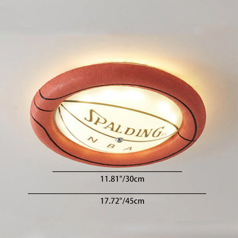 Creative Resin Basketball LED Flush Mount Ceiling Light BulbSquare