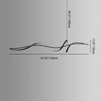 Modern Minimalist Wave Strip Line Iron Aluminium Silica LED Chandeliers Island Light for Dining Room Lumendat